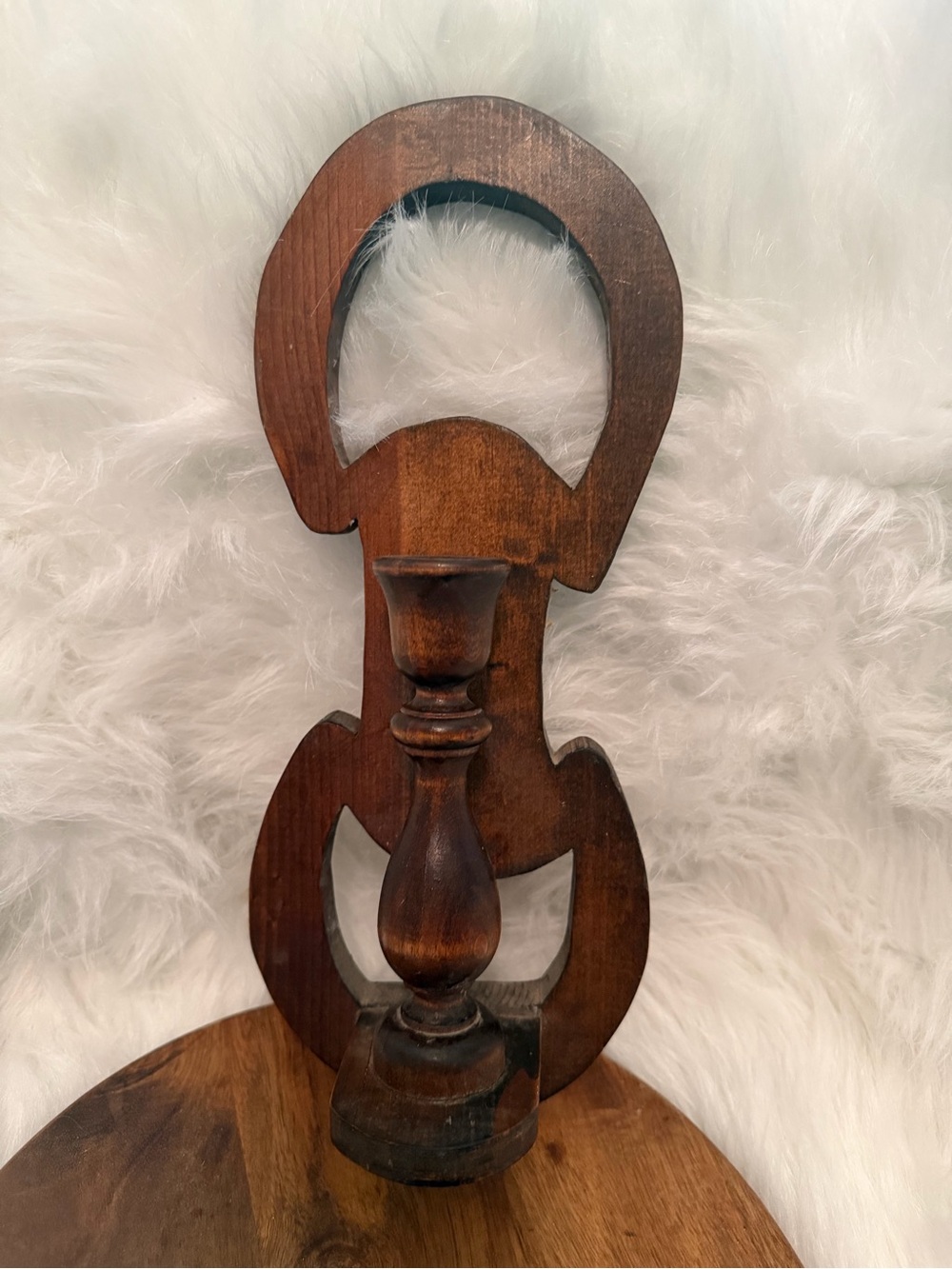 Wooden Wall Candle Sconce - Brown Rustic Home Accent